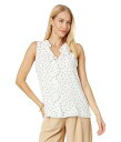 送料無料 ヴィンスカムート Vince Camuto レディース 女性用 ファッション ブラウス Sleeveless V-Neck Ruffle Front Pindot Blouse - New Ivory