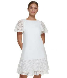 送料無料 ダナキャランニューヨーク DKNY レディース 女性用 ファッション ドレス Flutter Sleeve and Hem Shift Dress - Ivory