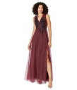 送料無料 ビーシービージーマックスアズリア BCBGMAXAZRIA レディース 女性用 ファッション ドレス Long Tulle and Lace Applique Evening Dress - Deep Cranberry