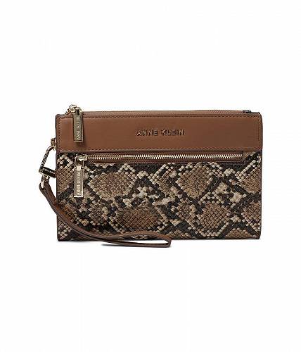 送料無料 アン クライン Anne Klein レディース 女性用 バッグ 鞄 ハンドバッグ クラッチ Snake Trimmed Zip Clutch Wristlet - Chestnut/Chestnut Multi