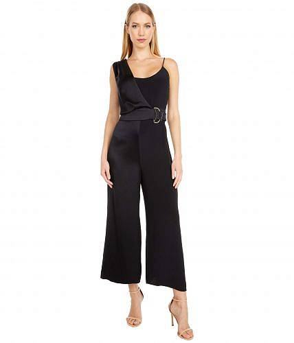 送料無料 Cushnie レディース 女性用 ファッション ジャンプスーツ つなぎ セット Sleeveless Cropped Wide Leg Jumpsuit with Drape - Black