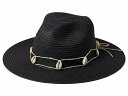  obW[~VJ Badgley Mischka fB[X p t@bVG  Xq Straw Fedora with Seashell Ornaments - Black