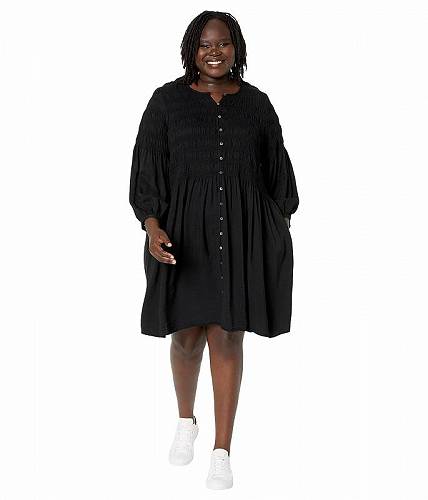 送料無料 Madewell レディース 女性用 ファッション ドレス Plus Twill Button-Front Mini Dress - True Black