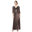  Alex Evenings fB[X p t@bV hX Long Cowl Neck Dress with Front Slit - Cop/Wine