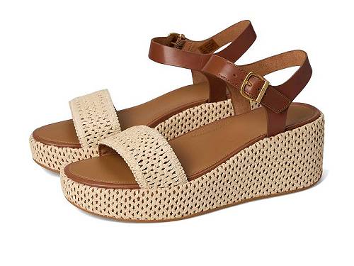 送料無料 フィットフロップ FitFlop レディース 女性用 シューズ 靴 ヒール Platfforms Woven Wedge Ankle-Strap Sandals - Deep Tan/Ivory