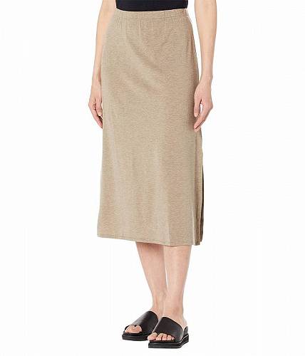 送料無料 アイリーンフィッシャー Eileen Fisher レディース 女性用 ファッション スカート Full-Length Flared Skirt with Side Slits in Melange Tencel Jersey - Tarragon