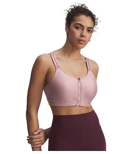 送料無料 アンダーアーマー Under Armour レディース 女性用 ファッション 下着 ブラジャー Infinity High Impact Zip Sports Bra - Tourmaline Pink/Maroon Mist