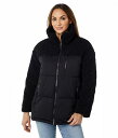  Avec Les Filles fB[X p t@bV AE^[ WPbg R[g _EEEC^[R[g Mixed Media Short Puffer Coat - Black Sherpa Combo