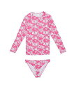 送料無料 ロキシー Roxy Kids 女の子用 スポーツ・アウトドア用品 キッズ 子供用水着 Aloha Spirit Long Sleeve Rashguard Set (Big Kids) - Shocking Pink Hello Aloha