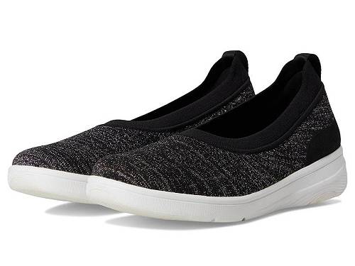 送料無料 フィットフロップ FitFlop レディース 女性用 シューズ 靴 フラット Super-Q Knit Ballet Flats - Black/Silvereen