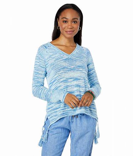 楽天グッズ×グッズ送料無料 リリーピューリッツァー Lilly Pulitzer レディース 女性用 ファッション セーター Jody V-Neck Sweater - Blue Peri High Tide Space Dye