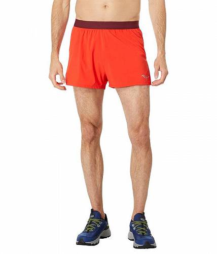 送料無料 サッカニー Saucony メンズ 男性用 ファッション ショートパンツ 短パン Outpace 2.5&quot; Split Shorts - Infrared