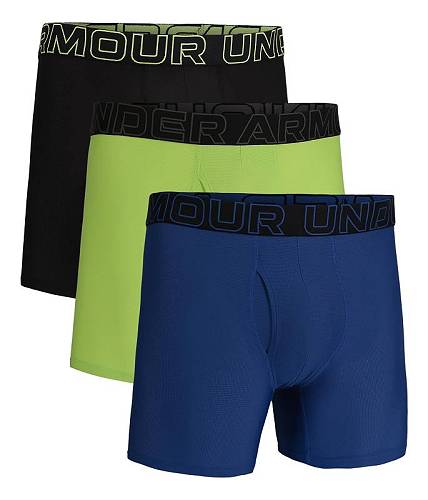 送料無料 アンダーアーマー Under Armour メンズ 男性用 ファッション 下着 3-Pack Performance Tech Mesh Solid 6" Boxer Briefs - Tech Blue