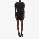  Cushnie fB[X p t@bV hX Mini Dress w/ Pleated Tulle Voluminous Sleeves - Black