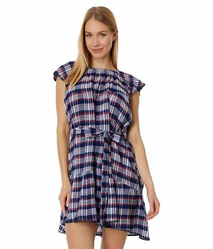 ̵ 󥰥顼 Wrangler ǥ  եå ɥ쥹 Short Sleeve Tiered Flyaway Dress Self Belt - Blue