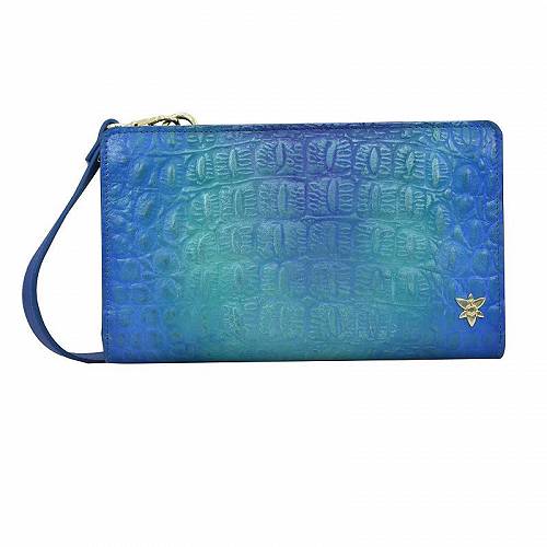  AkVJ Anuschka fB[X p obO  obNpbN bN Cell Phone Crossbody Wallet 1149 - Croco Embossed Peacock