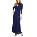  Alex Evenings fB[X p t@bV hX Long Jacquard Knit Jacket Dress with Mandarin Collar Jacket - Electric/Blue