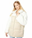  Avec Les Filles fB[X p t@bV AE^[ WPbg R[g _EEEC^[R[g Mixed Media Short Puffer Coat - Oat Sherpa Combo