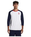 送料無料 アンダーアーマー Under Armour メンズ 男性用 ファッション Tシャツ Utility 3/4 Sleeve Shirt - White/Midnight Navy/Red