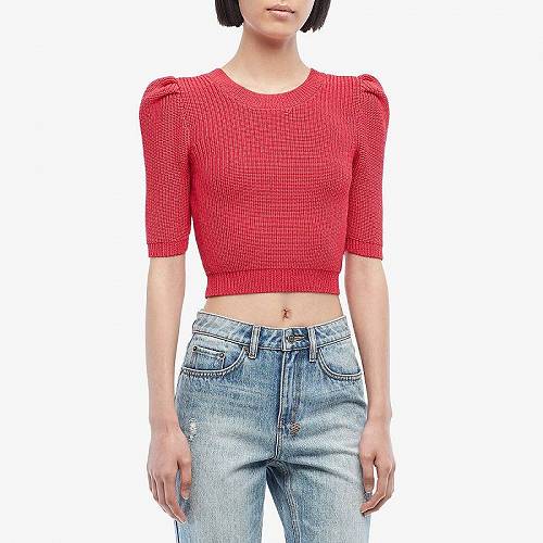 楽天グッズ×グッズ送料無料 Cushnie レディース 女性用 ファッション セーター Cropped Pleated Voluminous Sleeved Knit Top - Cerise