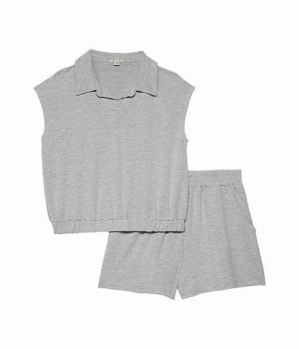 送料無料 HABITUAL girl 女の子用 ファッション 子供服 セット Two-Piece Collar Shirt Shorts Set (Big Kids) - Grey Heather