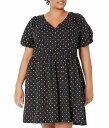  Madewell fB[X p t@bV hX Plus V-Neck Puff-Sleeve Mini Dress in Floral Ikat - True Black