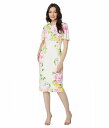  }M[h Maggy London fB[X p t@bV hX Matte Jersey Floral Dress with Sheer Overlay - Soft White/Hot Pink