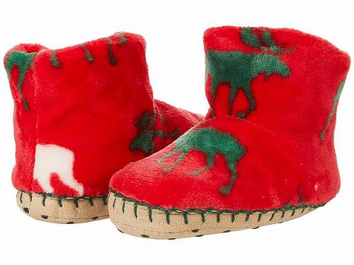 送料無料 Hatley Kids 男の子用 キッズシューズ 子供靴 スリッパ Holiday Moose Fleece Slippers (Toddler/Little Kid) - Red