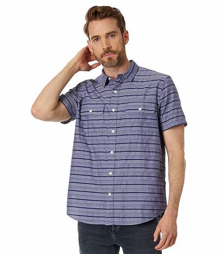 楽天グッズ×グッズ送料無料 ラッキーブランド Lucky Brand メンズ 男性用 ファッション ボタンシャツ Striped Short Sleeve Workwear Shirt - Blue Stripe