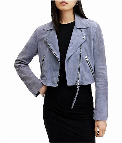 送料無料 AllSaints レディース 女性用 ファッション アウター ジャケット コート ジャケット Suede Dalby Crop Biker - Pale Denim Blue