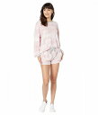 送料無料 スプレンデッド Splendid レディース 女性用 ファッション パジャマ 寝巻き Long Sleeve Blousson Sleeve Short Set - Washed Tie-Dye Peach