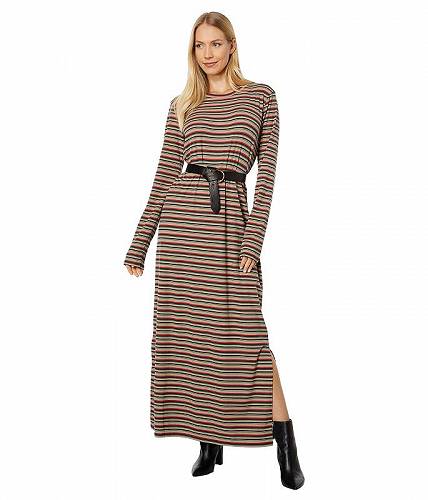 送料無料 モッドオードック Mod-o-doc レディース 女性用 ファッション ドレス Multicolor Autumn Stripe Long Sleeve Crew Neck Maxi Dress - Multi