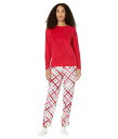  q[ HUE fB[X p t@bV pW} Q Hazy Plaid Super Soft Fleece Pajama Set - Cupid