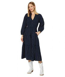 送料無料 Madewell レディース 女性用 ファッション ドレス Mariette - Long Sleeve V-Neck Tiered Midi - Yarn-Dye Jacquard