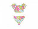 送料無料 Hobie Kids 女の子用 スポーツ・アウトドア用品 キッズ 子供用水着 Woodstock Floral Cap Sleeve Bralette and High Waist Bottoms (Big Kids) - Multi