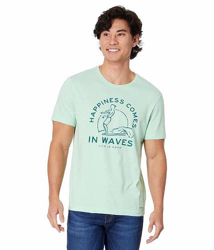 送料無料 ライフイズグッド Life is good メンズ 男性用 ファッション Tシャツ Happiness Comes In Waves Surfer Short Sleeve Crusher-Lite TM Tee - Sage Green