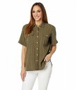  Madewell fB[X p t@bV {^Vc Lightspun Short-Sleeve Flap-Pocket Shirt in Stripe - Kale