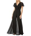 送料無料 アドリアナパペル Adrianna Papell レディース 女性用 ファッション ジャンプスーツ つなぎ セット Stretch Jersey Jumpsuit with Chiffon Overlay - Black