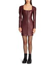 送料無料 ベッツィージョンソン Betsey Johnson レディース 女性用 ファッション ドレス Hook Front Vegan Leather Mini Dress - Burgundy