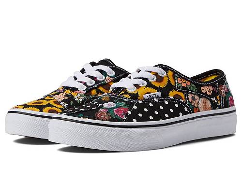 送料無料 バンズ Vans Kids 女の子用 キッズシューズ 子供靴 スニーカー 運動靴 Authentic Patchwork (Little Kid) - Sunflower Black/Yellow