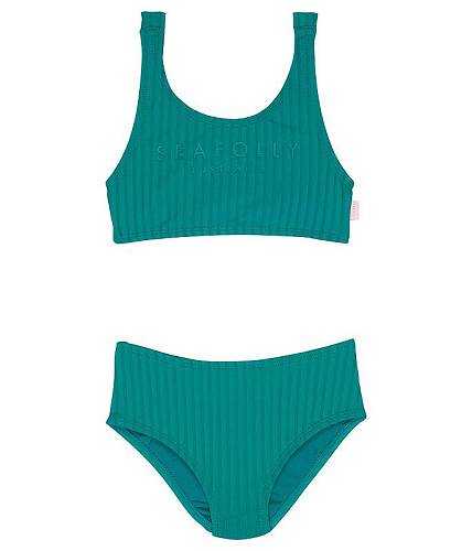 送料無料 シーフォリー Seafolly Kids 女の子用 スポーツ・アウトドア用品 キッズ 子供用水着 Summer Essentials Tie Back Bikini (Big Kids) - Forest 1