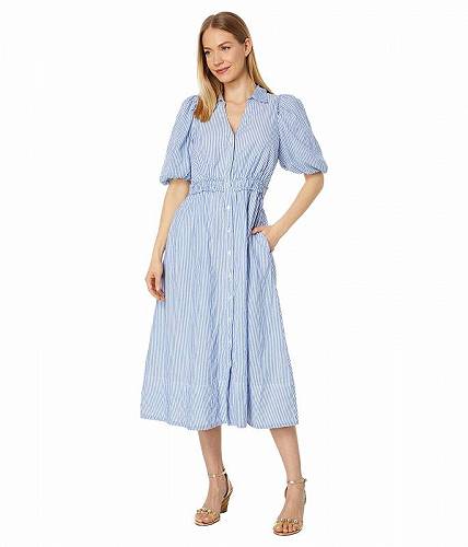 送料無料 リリーピューリッツァー Lilly Pulitzer レディース 女性用 ファッション ドレス Tassie Elbow Sleeve Cotton Dress - Coastal Blue Lightweight Oxford Stripe