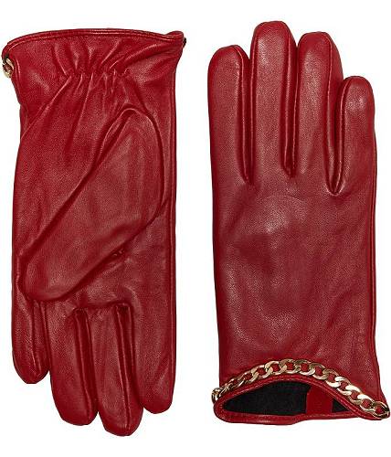   obW[~VJ Badgley Mischka fB[X p t@bVG  O[u  Kid Leather Gloves with Chain - Red