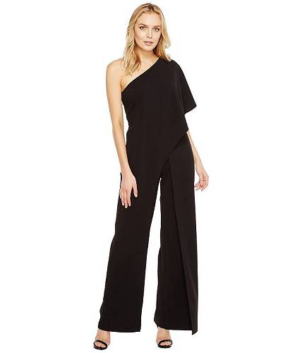 送料無料 アドリアナパペル Adrianna Papell レディース 女性用 ファッション ジャンプスーツ つなぎ セット One Shoulder Jumpsuit - Black