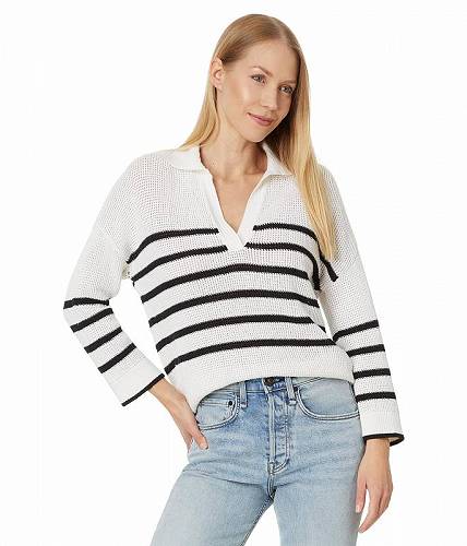 楽天グッズ×グッズ送料無料 リラP Lilla P レディース 女性用 ファッション セーター Textured Stripe Polo Sweater - White/Black