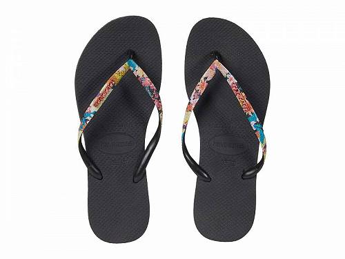 送料無料 ハワイアナス Havaianas レディース 女性用 シューズ 靴 サンダル Slim Tropical Straps Flip Flop Sandal - Black/Black