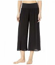  n[heC Hard Tail fB[X p t@bV pc Y{ Flat Waist Boho Capris in Rayon Voile - Black