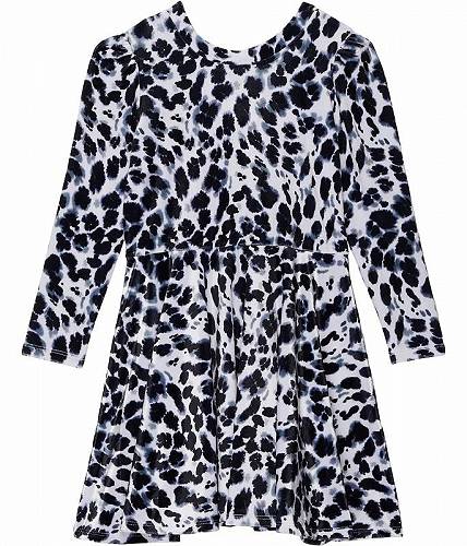 送料無料 Chaser Kids 女の子用 ファッション 子供服 ドレス Stretch Velvet Bow Detail Puff Sleeve Dress (Little Kids/Big Kids) - Snow Leopard