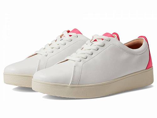 送料無料 フィットフロップ FitFlop レディース 女性用 シューズ 靴 スニーカー 運動靴 Rally Neon-Pop Leather Sneakers - Urban White/Pop Pink