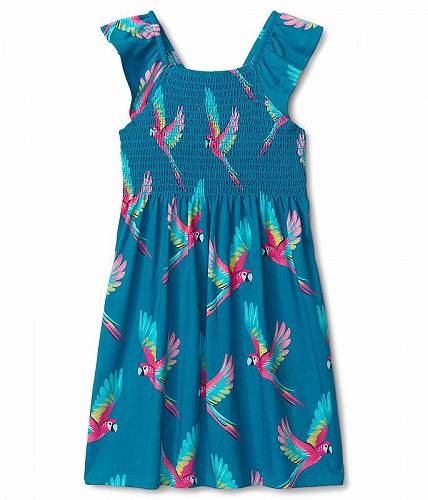 送料無料 Hatley Kids 女の子用 ファッション 子供服 ドレス Tropical Parrots Smocked Dress (Toddler/Little Kids/Big Kids) - Blue 1